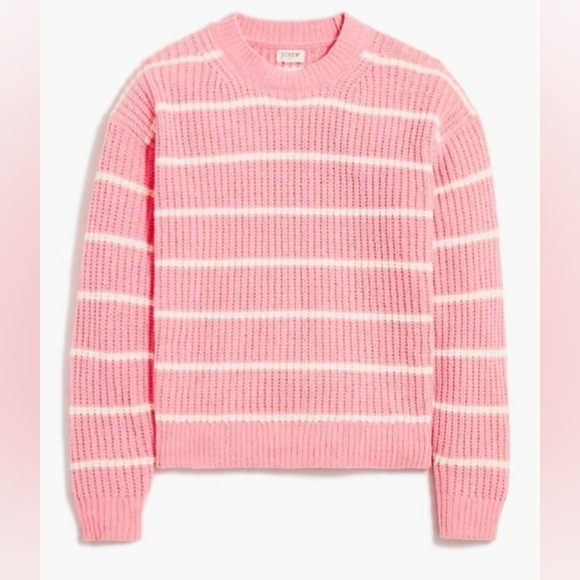 J. Crew Chenille Striped Pullover Knit sweater pink size large - Picture 1 of 7